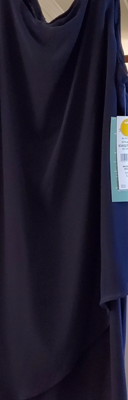 MSK Chiffon Shift Dress Navy Blue beaded straps - Picture 7 of 7